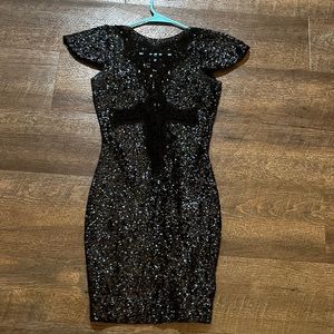 Never worn, sequin, scoop back dress